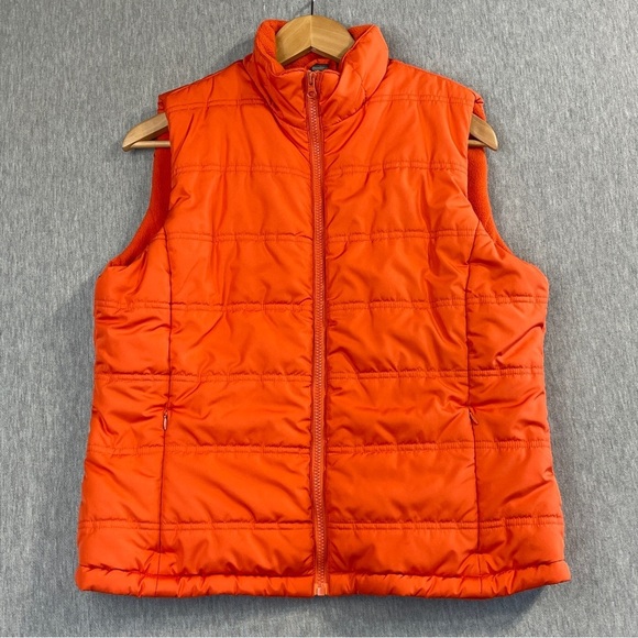 Warehouse One Jackets & Blazers - Warehouse One Puffer Vest Women’s Large Orange All Weather Gear Full Zip Fleece